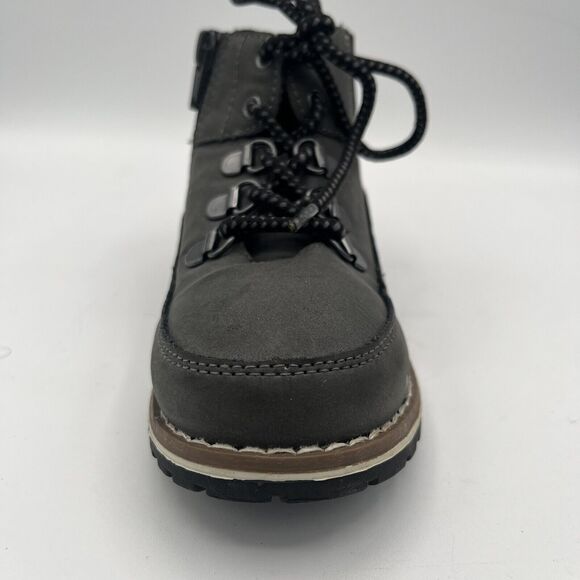 Size 10 Little Kid Childrens Place Boots Gray Suede Lace Up - Picture 6 of 12